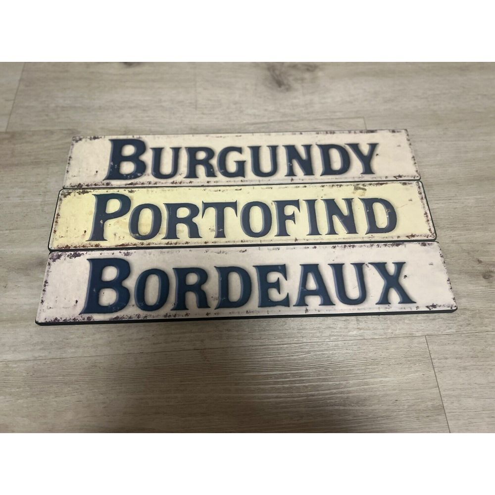 Lot Of 3 Wine‎ Signs Portofino Burgundy Bordeaux Wines France Italy Wall Art